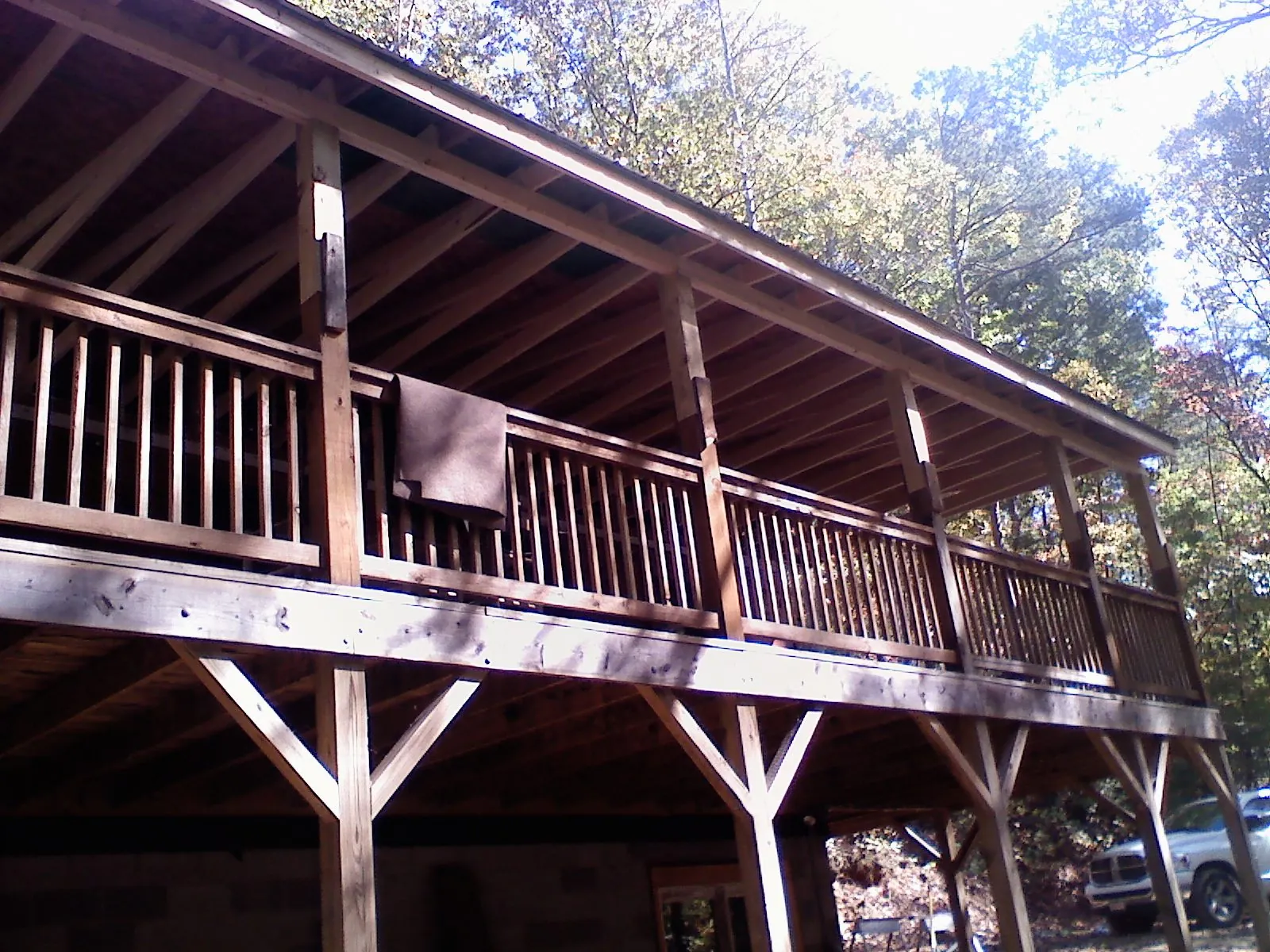 Timber framing under a new elevated porch and deck — Roof Leak Repair in Red Springs by Roofing Brothers